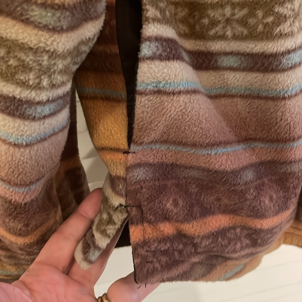 O’Neill Shanoh Rico Super Fleece Reversible Striped Multicolor Hooded Jacket - Picture 7 of 13